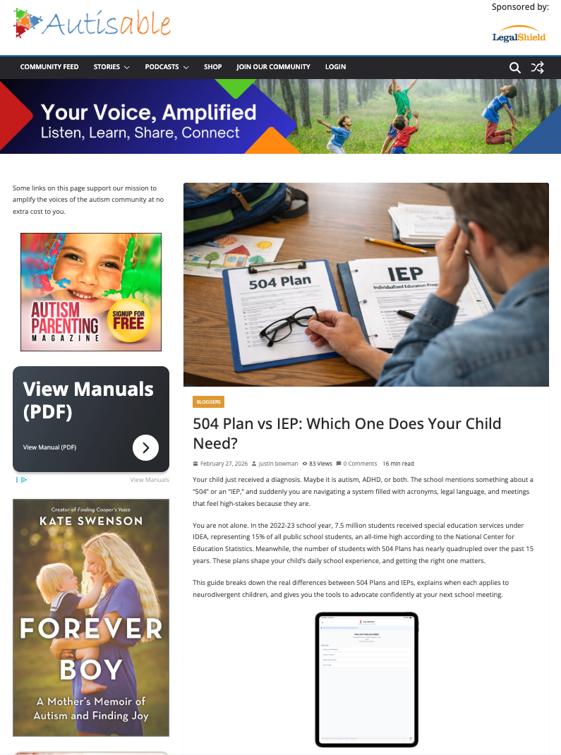Autisable feature of VizyPlan blog post