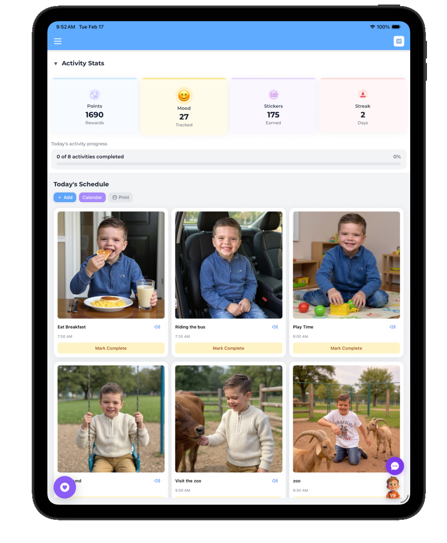 AI-generated visual supports dashboard
