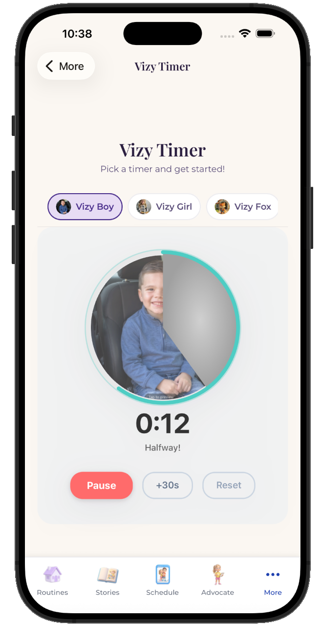 The VizyPlan Vizy Timer set up for nail trimming