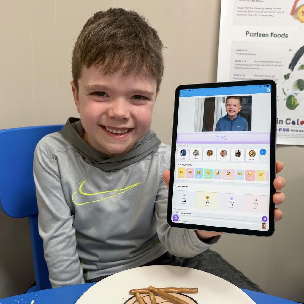 Child using VizyPlan on a tablet