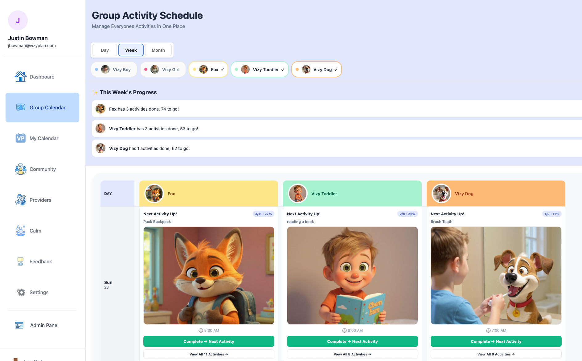 VizyPlan Weekly View