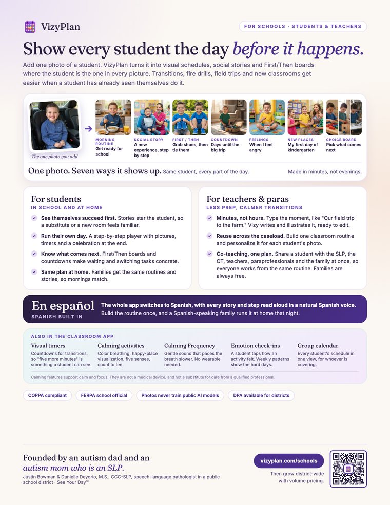 Front page of the VizyPlan one-pager for students and classroom teachers
