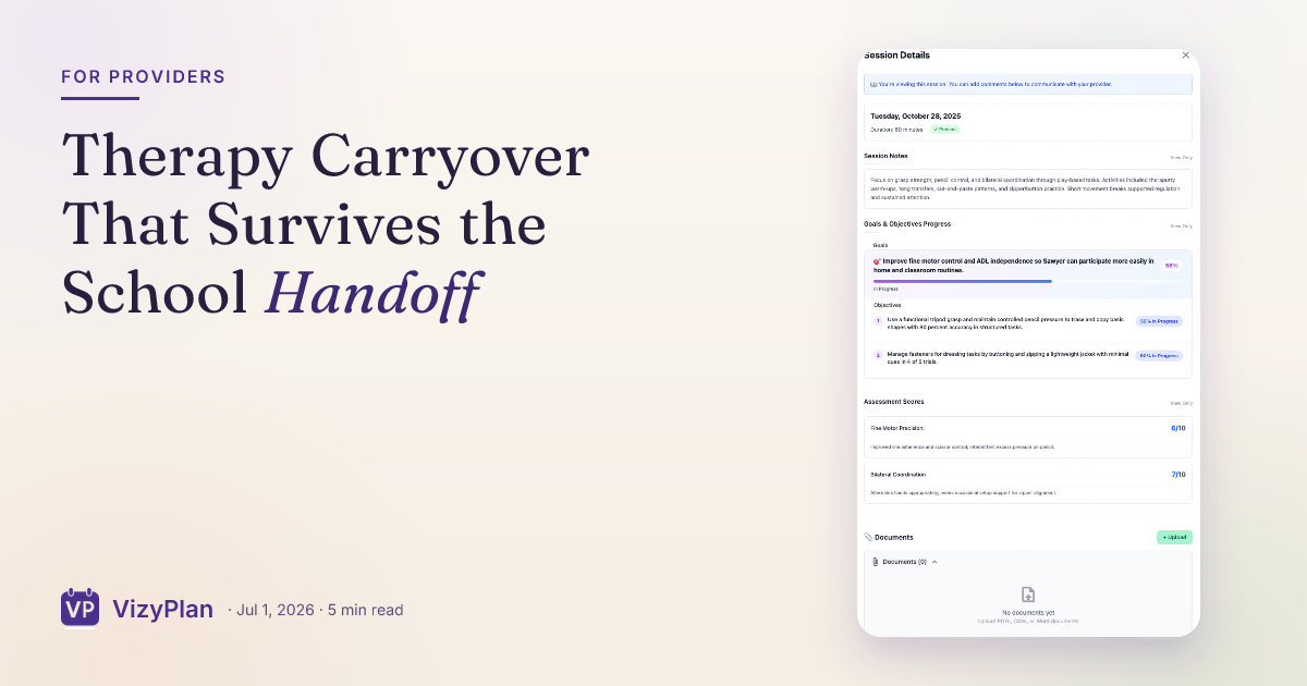 Therapy Carryover That Survives the School Handoff